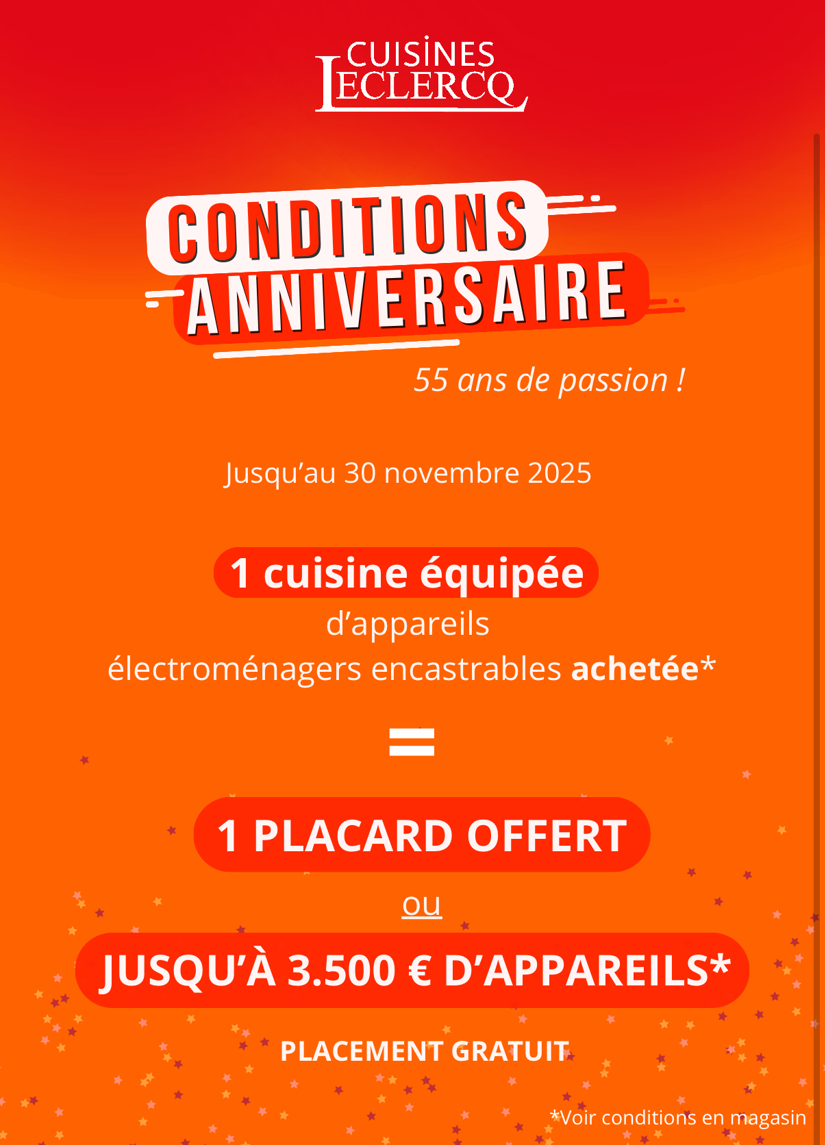 Cuisines Leclercq - Conditions anniversaire 55 ans de passion